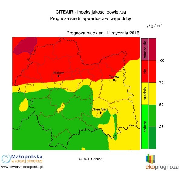 Zła jakość powietrza w Krakowie