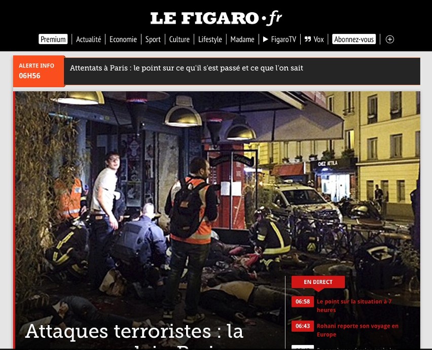 ZAMACHY W PARYŻU: Francuskie gazety o zamachu: Horror, rzeź, piekło