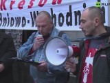 Protest narodowców przez  Ambasadą Ukrainy. Sprzeciw wobec gloryfikacji USA