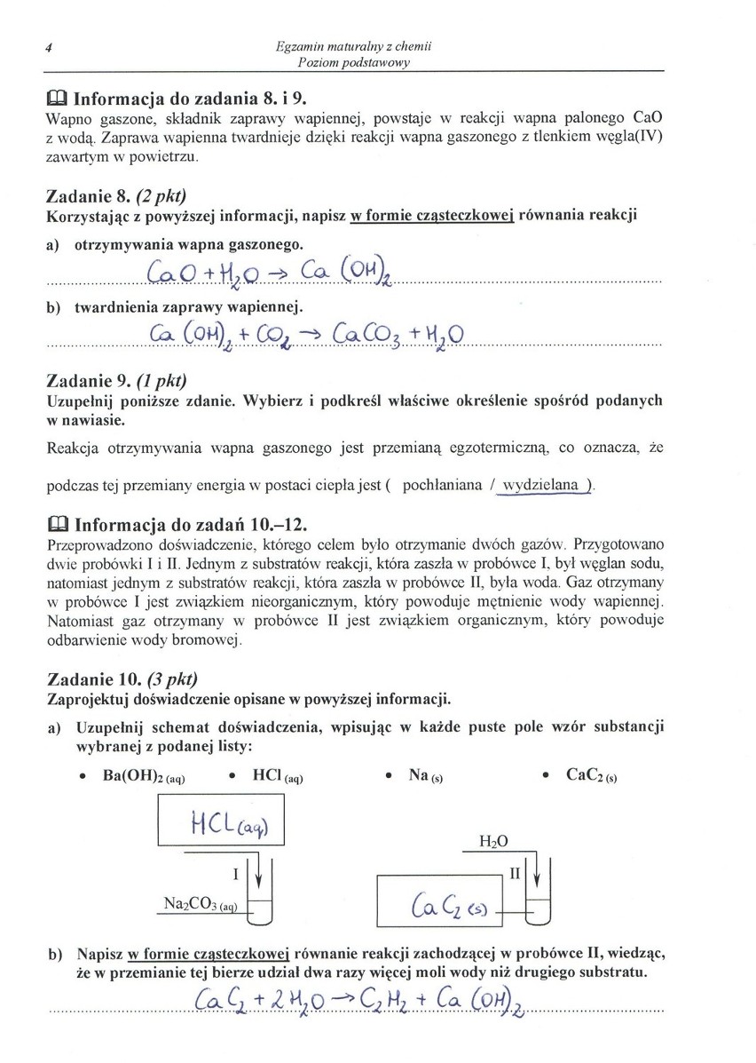 MATURA 2013. Chemia - poziom podstawowy [ARKUSZE, ODPOWIEDZI, KLUCZ CKE]