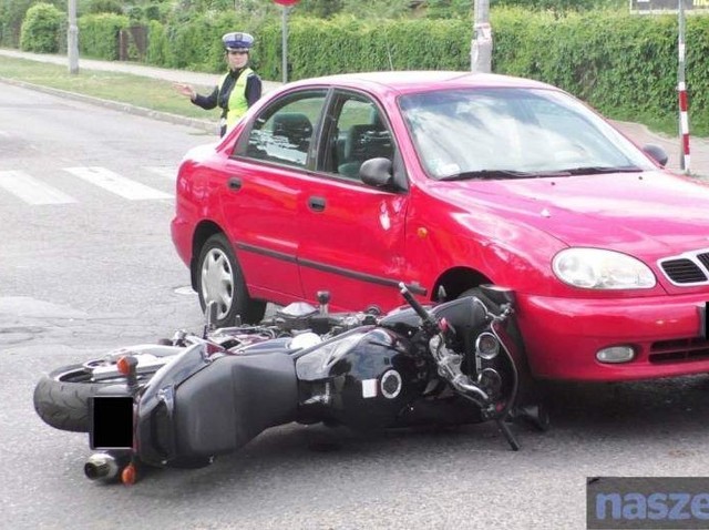 Zderzenie motocyklisty z daewoo