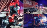 Śmiertelny wypadek na A4 pod Żarską Wsią. W pojazd patrolu drogowego uderzyła ciężarówka