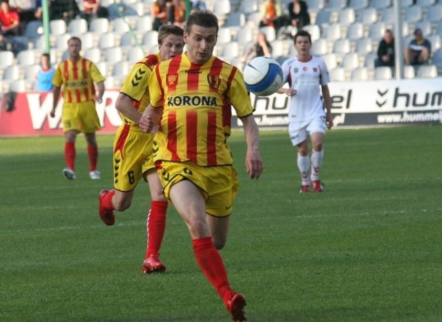 Łukasz Cichos w niedzielę strzelił pierwszego gola w rundzie wiosennej i w barwach kieleckiej Korony.