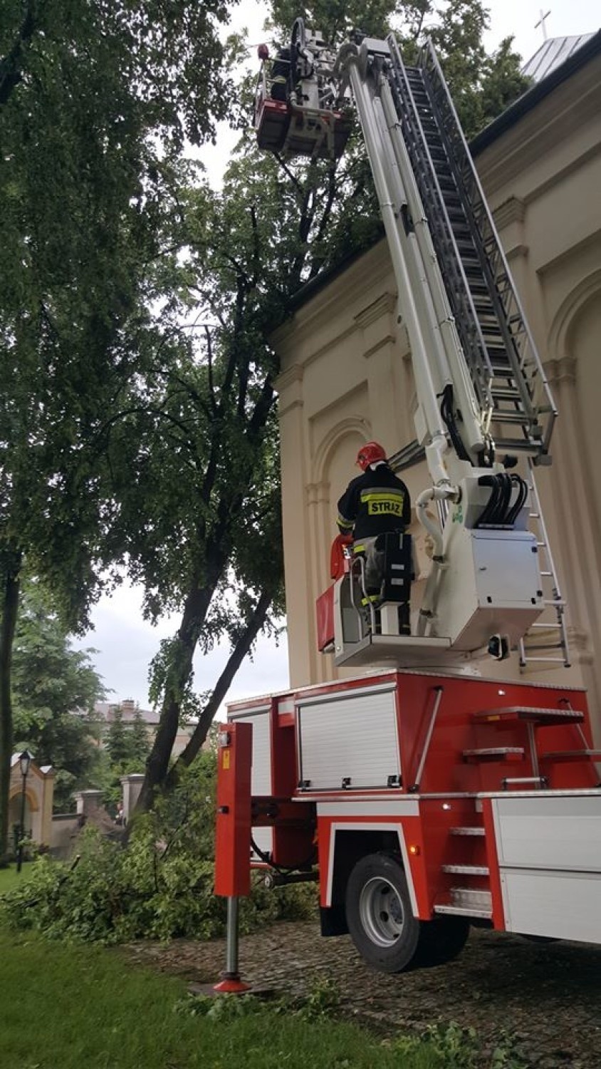 Wichura powaliła drzewa m.in. duże drzewo przy kościele,...