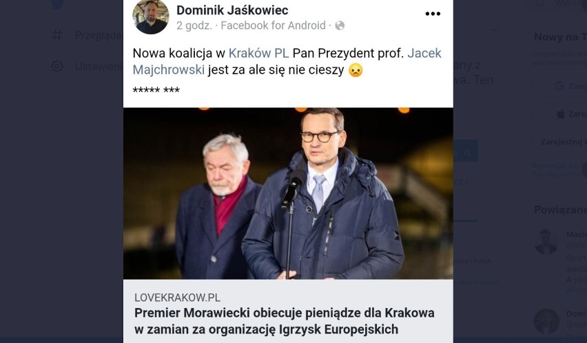  Kraków. "Mogło mi się coś omsknąć", czyli jak były szef Rady Miasta tłumaczy się z wulgarnych gwiazdek wymierzonych w PiS