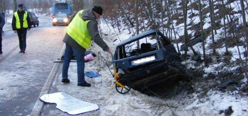Wypadek niedaleko jeziora Jeleń