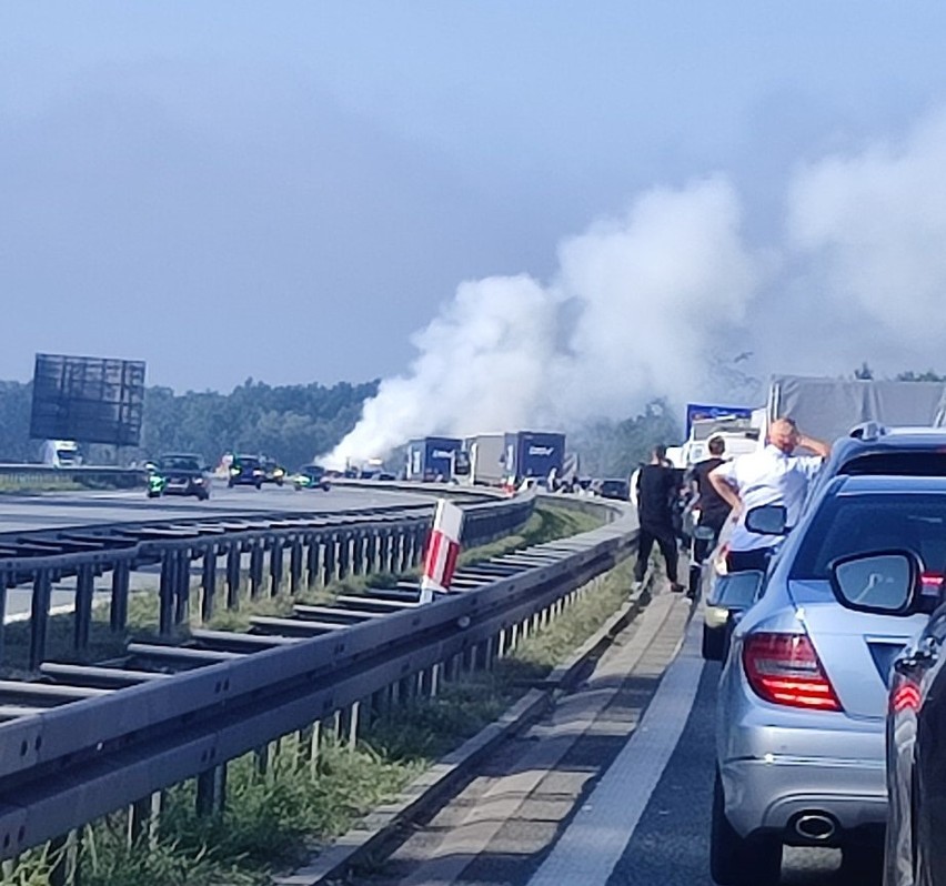 Podróżujący samochodem zdążyli opuścić auto zanim pożar...