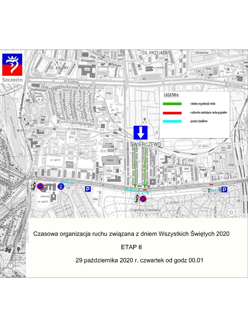 Wszystkich Świętych w Szczecinie. Będą zmiany w organizacji ruchu. Sprawdź szczegóły [MAPY]