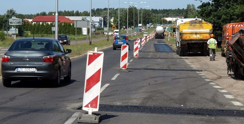 Ul. Gnieźnieńska w Koszalinie - trwają roboty budowlane.