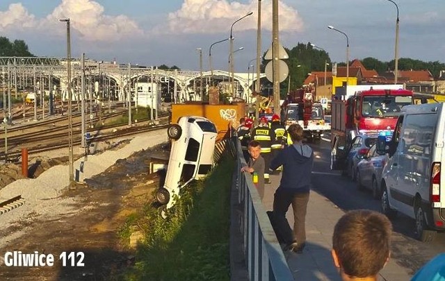 Wypadek w Gliwicach na wiadukcie. Zdjęcia dzięki uprzejmości https://www.facebook.com/Gliwice112/