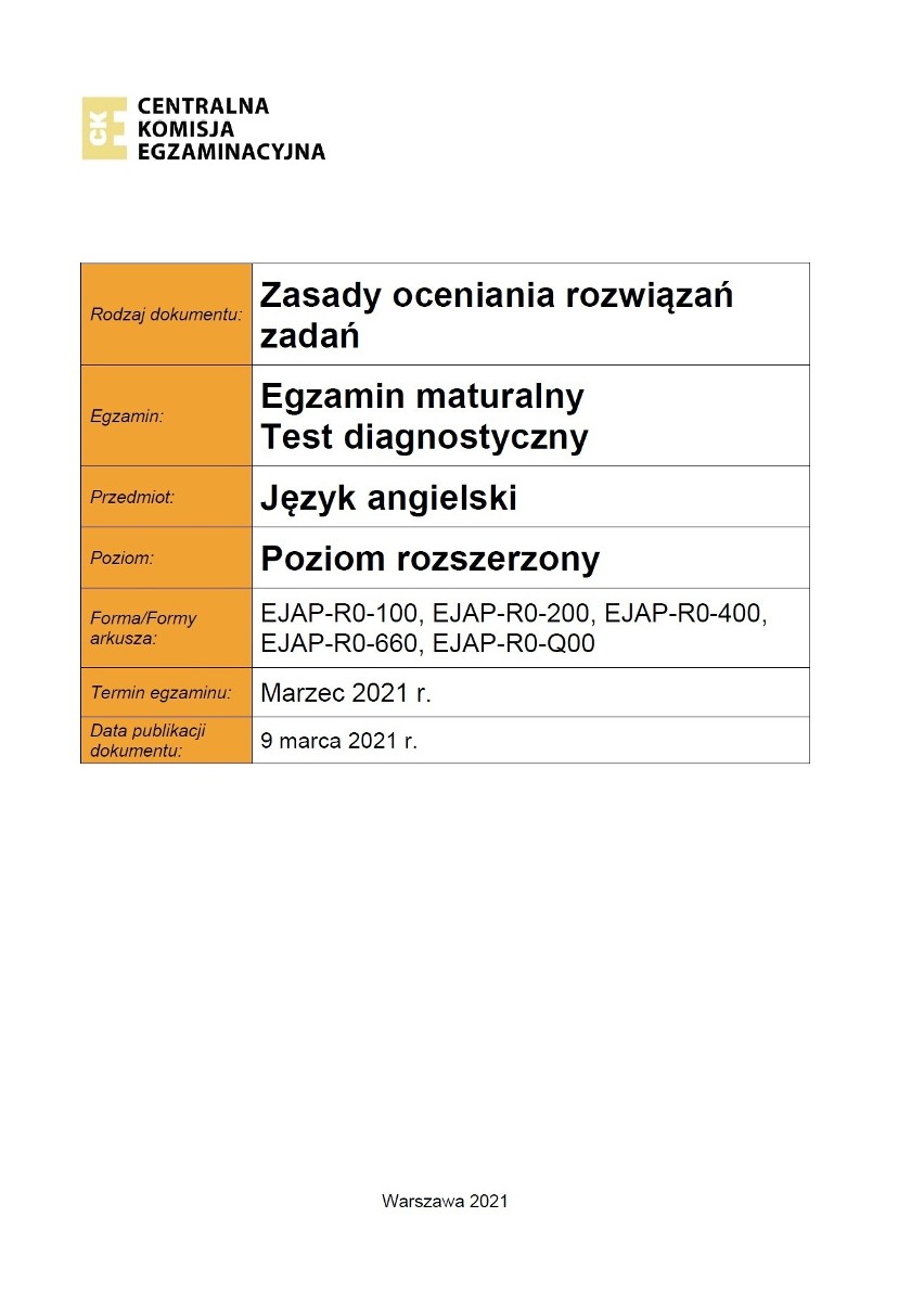 PRÓBNA MATURA 2021 Z ANGIELSKIEGO - POZIOM ROZSZERZONY -...