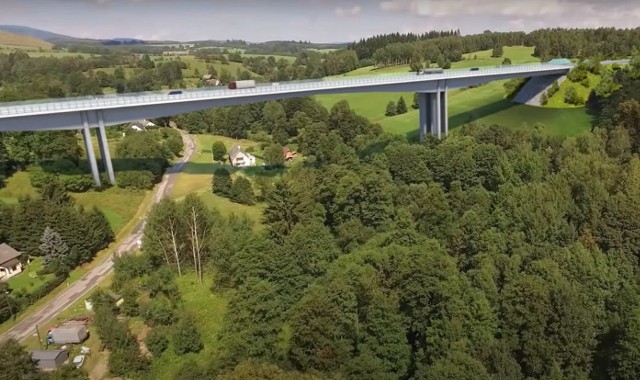 Wizualizacja przyszłej autostrady D11 Trutnov - granica państwa, most w Lampertice