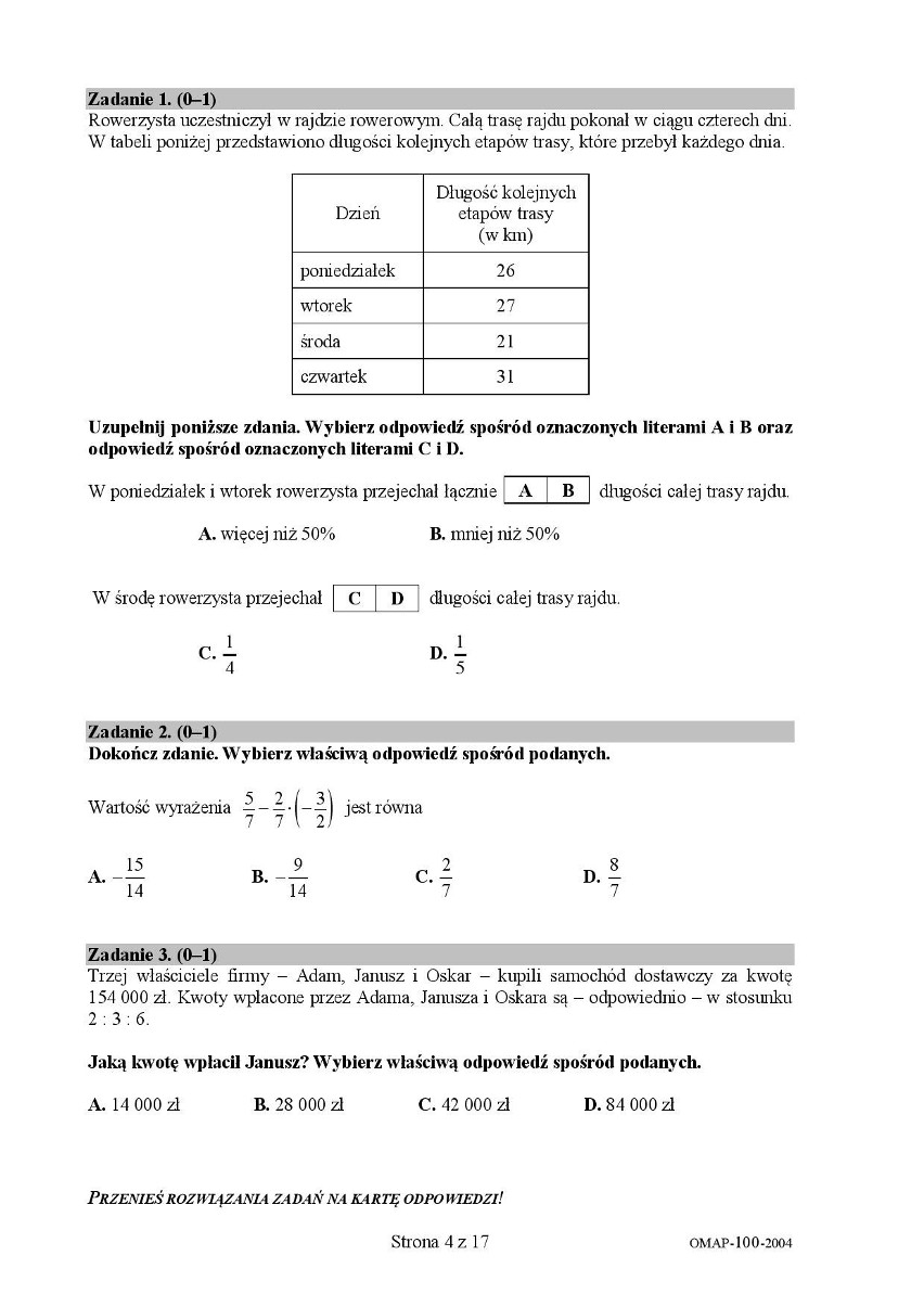 Egzamin ósmoklasisty - matematyka: Odpowiedzi i arkusz z...