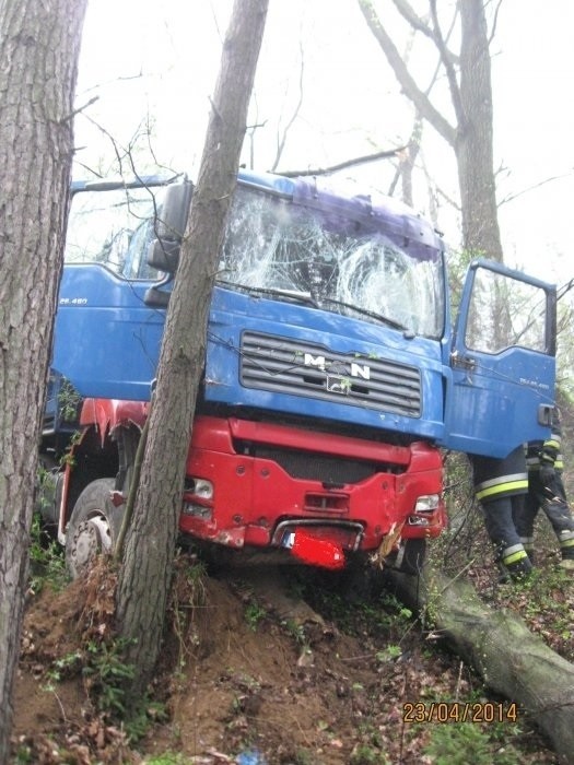 Wypadek w Żywcu: 22-letni mieszkaniec Gilowic stracił panowanie nad pojazdem i zjechał z drogi w kierunku jeziora.