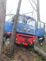 Wypadek w Żywcu: Ciężarówka spadła z urwiska [ZDJĘCIA]