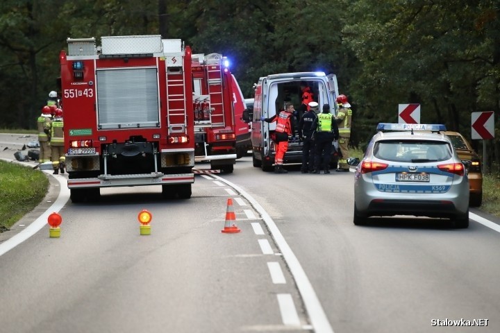 Wypadek na drodze 871 w granicach Stalowej Woli. Dwie osoby ranne w zderzeniu dwóch busów i auta osobowego