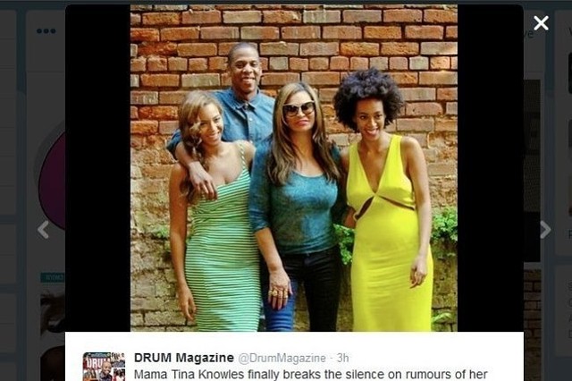 Beyonce, Jay-Z, Tina Knowles i Solange (fot. screen z Twitter.com)