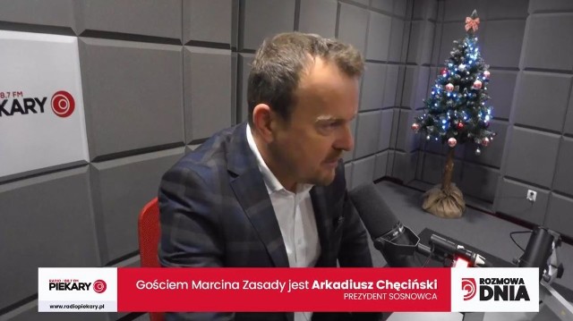 Arkadiusz Chęciński jako gość Dziennika Zachodniego w studio Radia Pekary