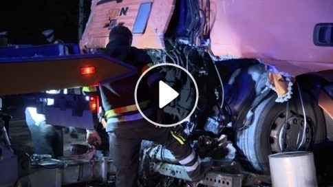 Wypadek ciężarówek na S1 w Sosnowcu
