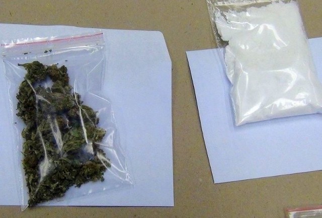 Policjanci znaleźli 110 gramów suszu roślinnego oraz blisko 110 gramów białego proszku.