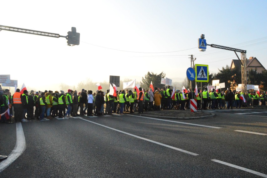 Styczniowy protest na skrzyżowaniu w Krzyszkowicach