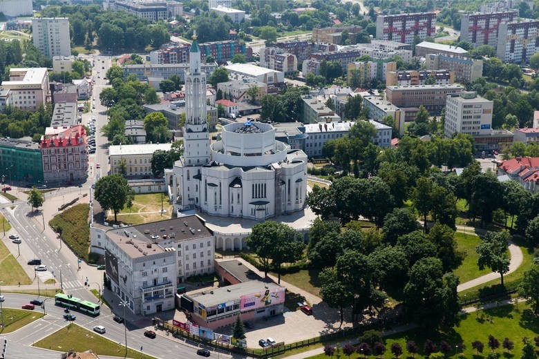 Białystok widziany z perspektywy z lotu ptaka wygląda...