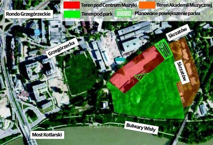 Tak wygląda podział terenów między Centrum Muzyki, tworzone...