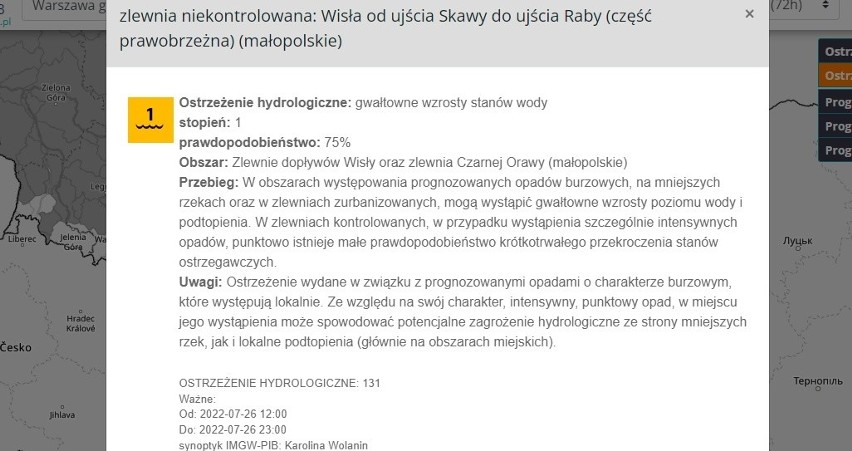 Kraków. Powtórka z soboty? Dziś znów możliwe gwałtowne burze