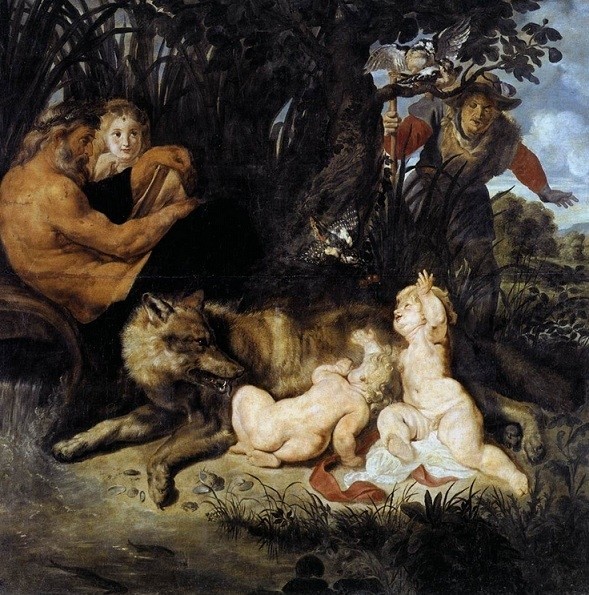 Romulus i Remus karmieni przez wilczycę, Peter Paul Rubens 1618. Obraz znajduje się w Muzeach Kapitolińskich w Rzymie