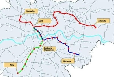 W projekcie nowego studium zagospodarowania przestrzennego Krakowa zaplanowano budowę trzech linii metra. Pierwszą z nich miasto chciałoby wybudować do 2022 roku. Pozostałe to odległa przyszłość.