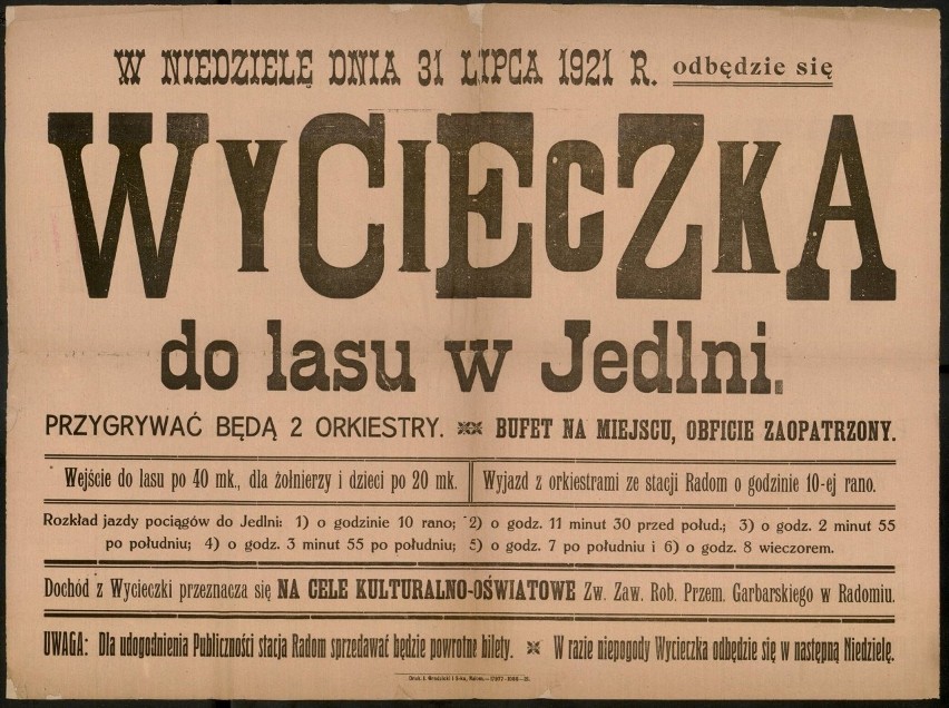 Oryginalny plakat z 1921 roku przechowywany w Archiwum...