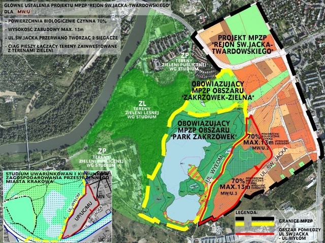 Zakrzówek z obowiązującymi planami miejscowymi i projektem kolejnego