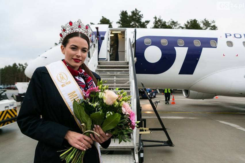 Miss Polski 2018 - Olga Buława ze Świnoujścia - na lotnisku w Goleniowie [ZDJĘCIA]