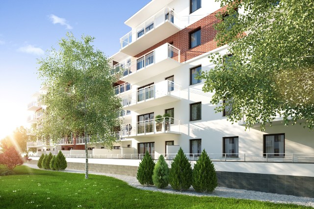 Nowe mieszkania na Osiedlu WinnicaPodobnie, jak pozostałe budynki, ten będzie miał jasną elewację z czerwoną cegłą klinkierową.