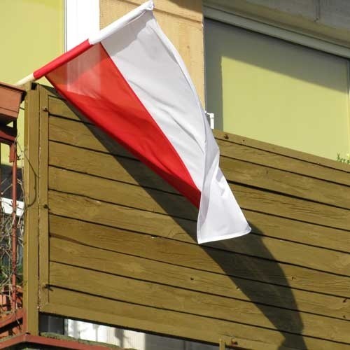 Nasz internauta zauważył kilka flag na budynku przy ul....