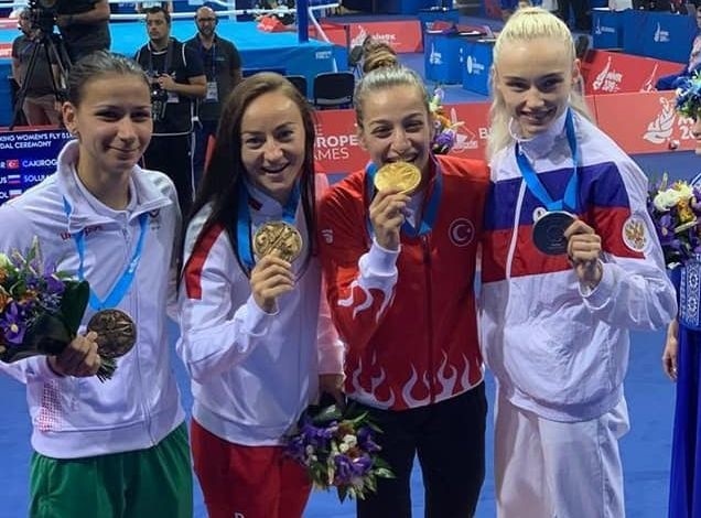 Sandra Drabik (druga z lewej) odebrała brązowy medal na Igrzyskach Europejskich w Mińsku.