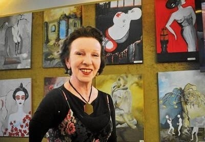 Ewa Worytkiewicz na wernisażu wystawy swojego malarstwa FOT. WACŁAW KLAG