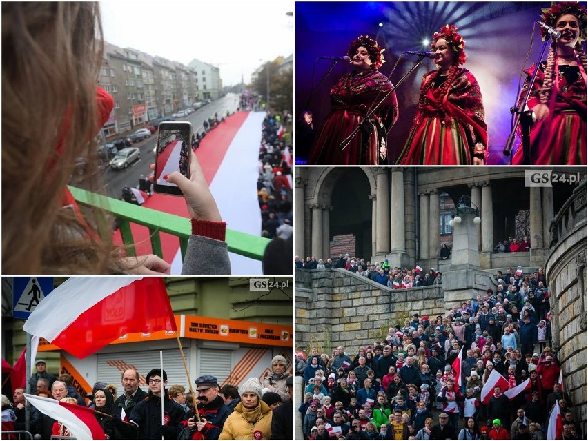 Marsz Niepodległości, wspólne śpiewanie hymnu na Wałach...