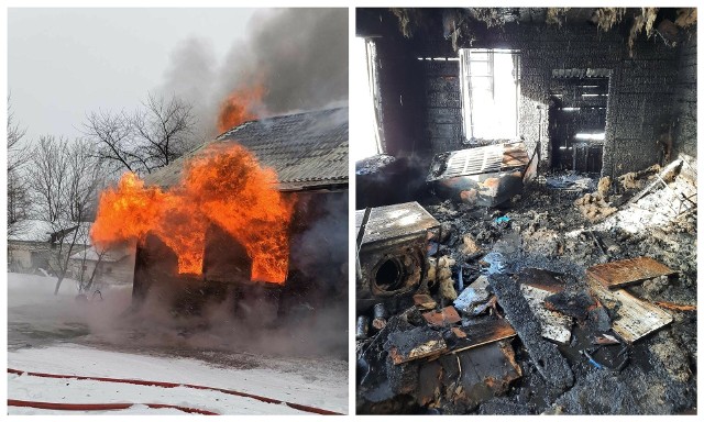 Pożar w gminie Poświętne gasili strażacy z czterech jednostek.
