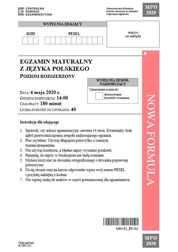 Matura 2020 j. polski rozszerzony. Arkusz CKE. Jakie tematy? Praca nt.  tekstu Chrząstowskiej oraz analiza wierszy Kochanowskiego i Herberta |  Dziennik Bałtycki