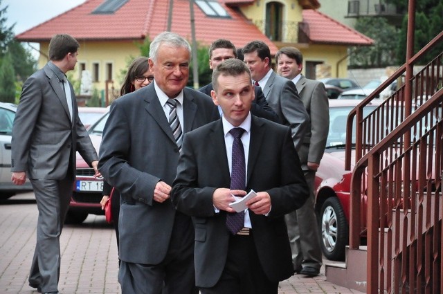 Jerzy Jaskiernia z szefem powiatowych struktur Sojuszu w Sandomierzu, Marcinem Ciszkiewiczem.