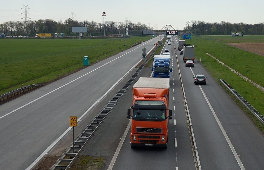 Remontowany odcinek autostrady A4 w rejonie węzła...