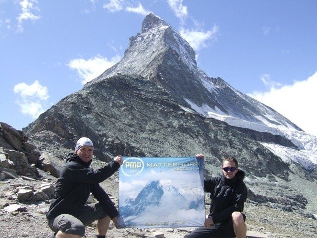 Andrzej Myrta (z lewej) i Robert Stachyra na szczycie Matterhorn.