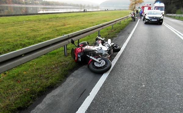 DK 75. Wypadek motocyklisty zablokował główny szlak łączący Nowy Sącz z Krakowem i Tarnowem