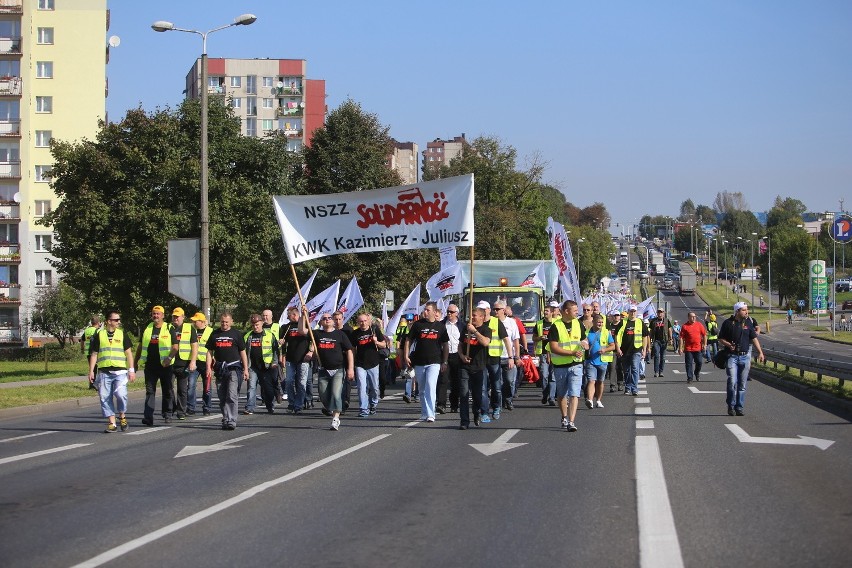 Demonstracja górników w Sosnowcu i Katowicach