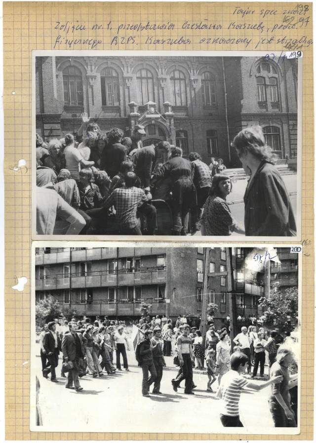 Pracownicy Radomskich Zakładów Przemysłu Skórzanego Radoskór w czasie protestu (przemarsz ulicami Radomia), 25 czerwca 1976 r. (IPN Ra, 05/73 k. 198-200).