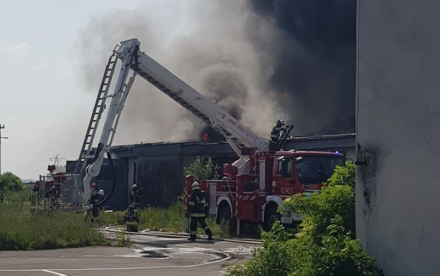 Pożar hali przy ulicy Kolejowej w Kazimierzy Wielkiej. W akcji 10 zastępów strażackich.