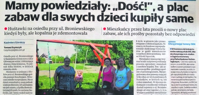 O postawionym przez mieszkańców Kazimierza Górniczego placu zabaw pisaliśmy w lipcu 2015 r.