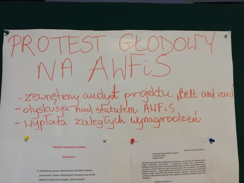 Protest głodowy na Akademii Wychowania Fizycznego i Sportu w Gdańsku