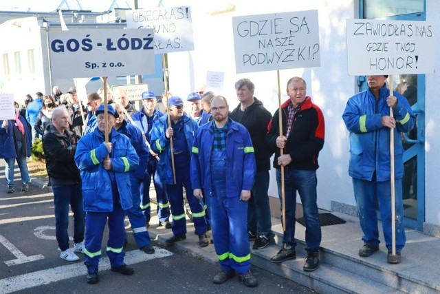 Protest pracowników Grupowej Oczyszczalni Ścieków z jesieni 2021 roku. Dziś nastroje wśród załogi GOŚ są podobne.